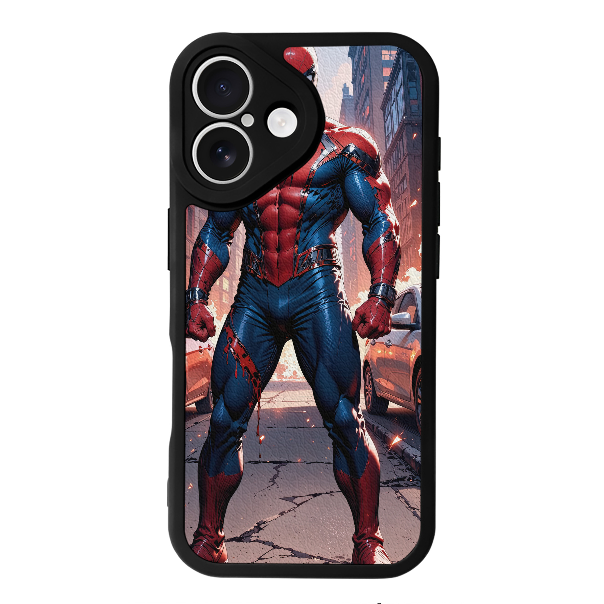 Spider Man スパイダーマン 【iPhone 16シリーズ対応】シリコンスマホケース（レザー調） 材質：シリコン